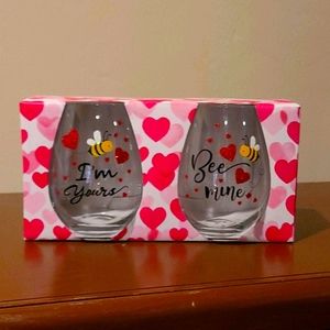 New! Set of two Stemless Wine Glasses
